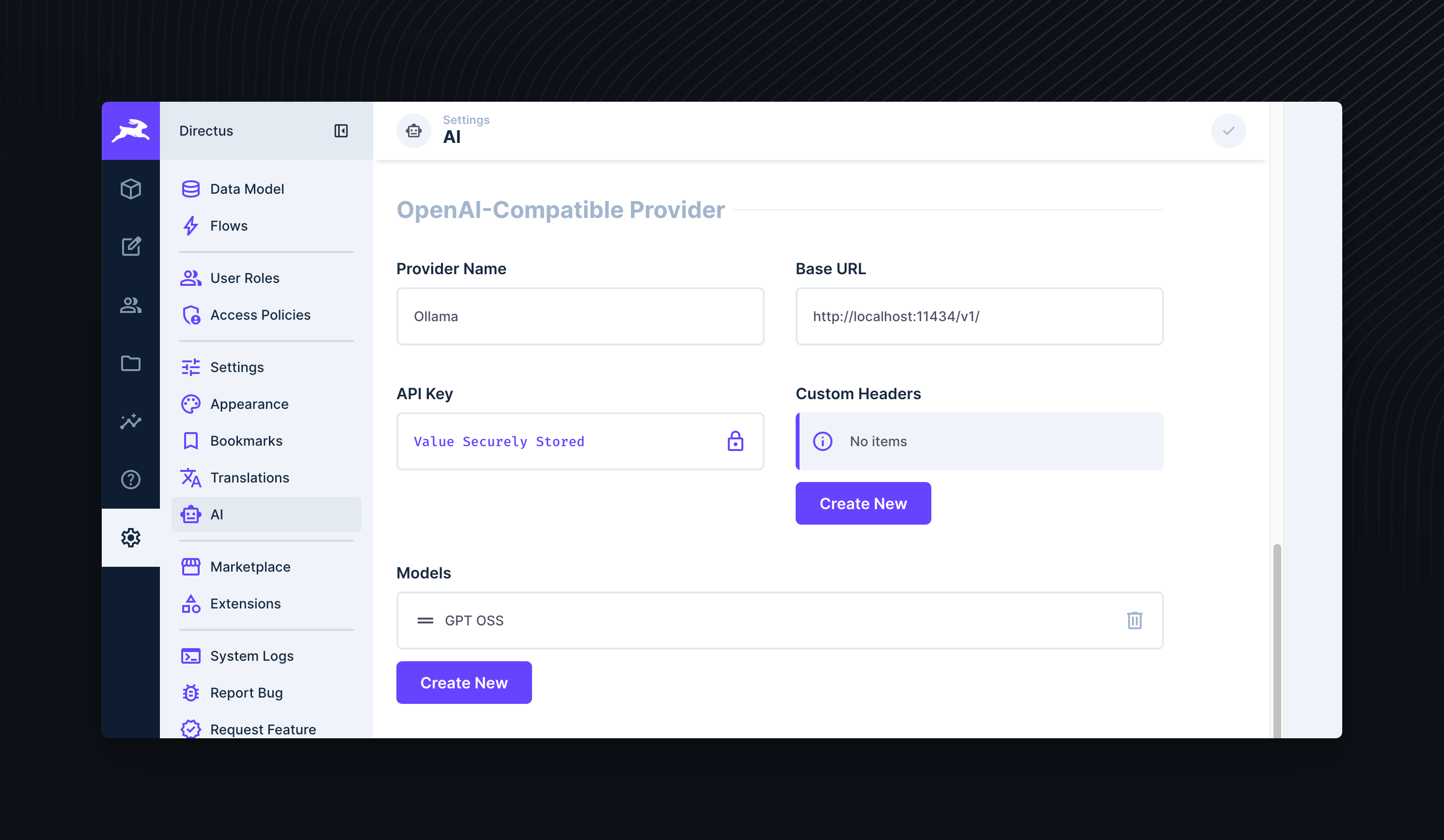 OpenAI Compatible Provider Settings